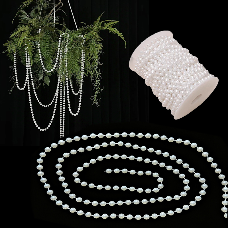 Pearl Trim Chain - 5 Metrów/Zestaw Biały Łańcuszek z Pereł